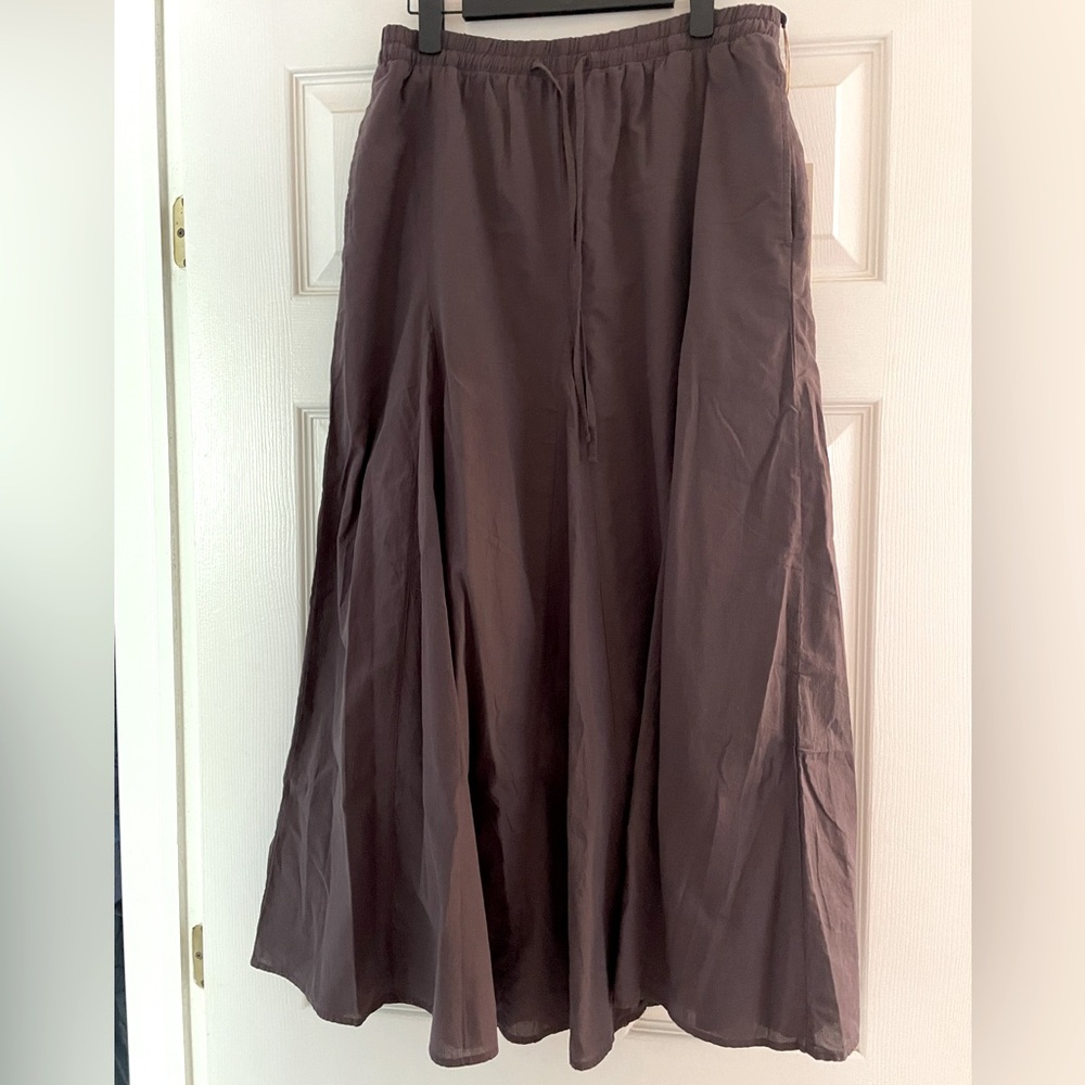 NWT MUJI maxi skirt size L chocolate brown